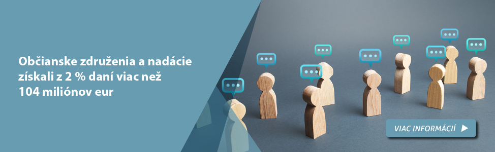 Občianske združenia a nadácie získali z 2 % daní viac než 104 miliónov eur