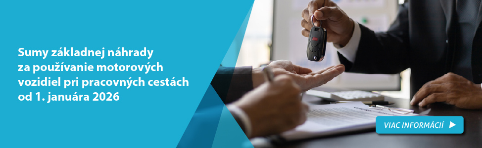 Sumy z�kladnej n�hrady za pou��vanie motorov�ch vozidiel pri pracovn�ch cest�ch od 1. janu�ra 2026