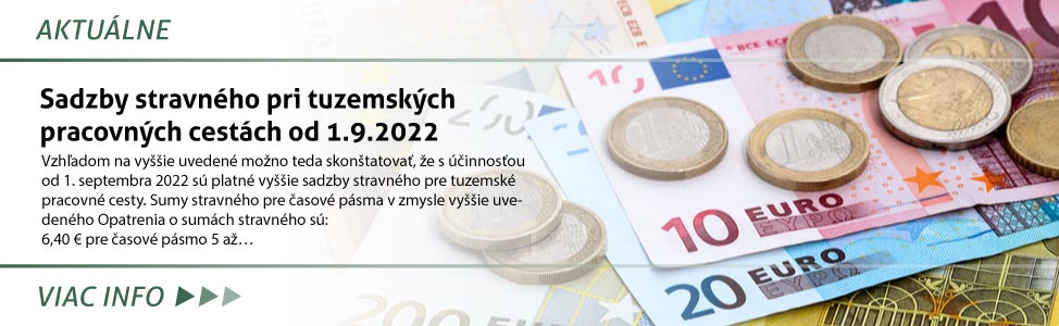 Sadzby stravného pri tuzemských pracovných cestách od 1.9.2022